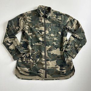 Forever 21 Men Military Jacket Size Small Green Camouflage Full‎ Up Pocket